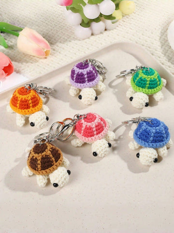 Cute Handmade Crochet Turtle Keychain, Mini Plush Turtle Pendant Ornament, Knitted Keyring Charm For Bag, Car Keys, Gifts For Halloween, Christmas
