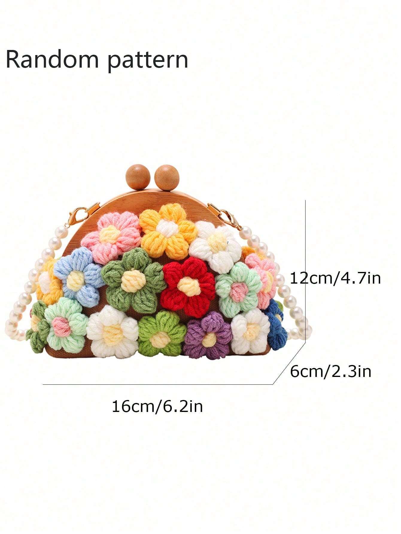 Fairy Bag Summer New Forest Literature And Art Flowers Foreign Small Fragrance Faux Pearl Shoulder Canvas Shell Bag Faux Pearl Chain Small Bag Fashion Clip Shell Bag Small Fresh Shoulder Bag Crossbody Bag, Exquisite Floral Bag For Women