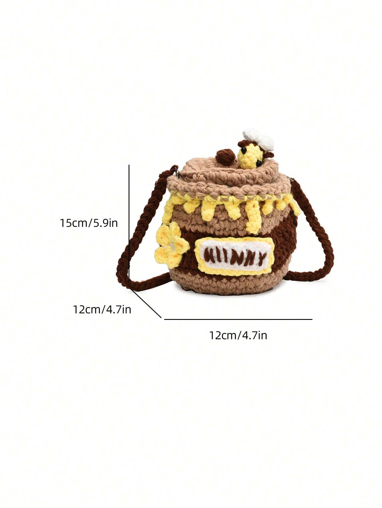 Handmade Knitted Small Crossbody Bag For Women, Autumn Winter New Honey Pot Coin Purse Novelty Crochet Bag