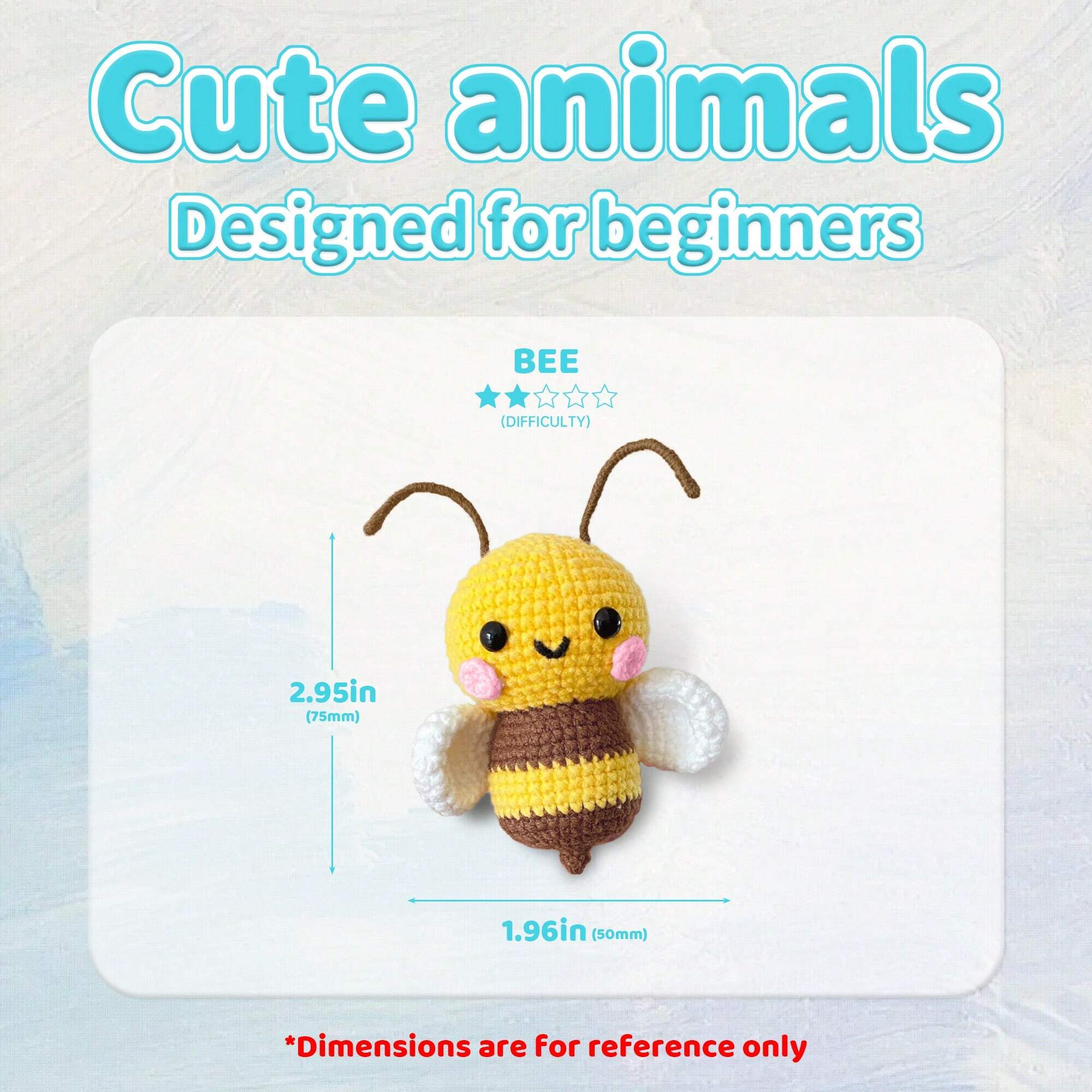 1Set Bee Crochet Material Package,Cute Crochet Stuffed Animal Kit , Birthdays Gift,Beginner Crochet Kits For Gift, Crochet Animal Kit For Beginners Include Videos Tutorials,Yarn,Seam Markers,And Instructions,(Accessories In Random)