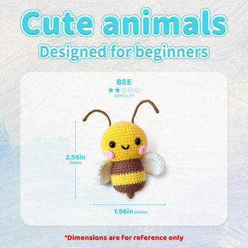 1Set Bee Crochet Material Package,Cute Crochet Stuffed Animal Kit , Birthdays Gift,Beginner Crochet Kits For Gift, Crochet Animal Kit For Beginners Include Videos Tutorials,Yarn,Seam Markers,And Instructions,(Accessories In Random)