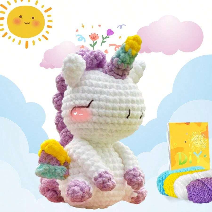 DIY Robot Unicorn Attack Crochet Kit For Beginners, Amigurumi Stuffed Animals - Gift Animal Crochet