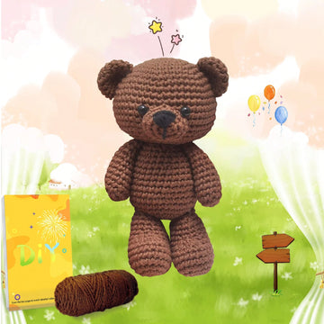 DIY Christmas Bear Crochet Kit For Beginners, Amigurumi Stuffed Animals - Gift Animal Crochet Starter Kit All-In-One Complete Crochet Kit Learn To Crochet Sets
