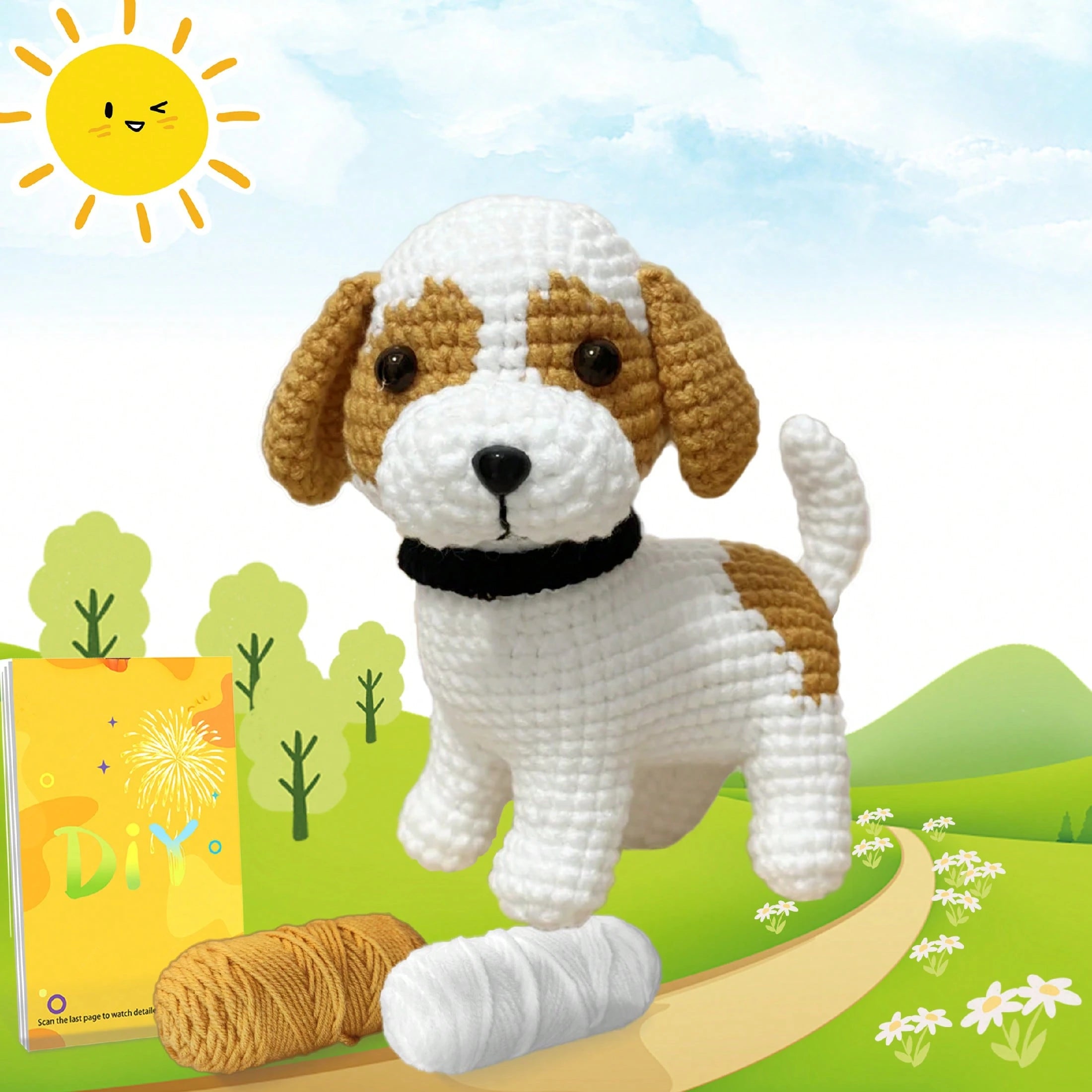 DIY Spotted Dog Crochet Material Kit Suitable For Starters Who Are New To Crochet Crochet Knitting Kit Suitable For Gifts,