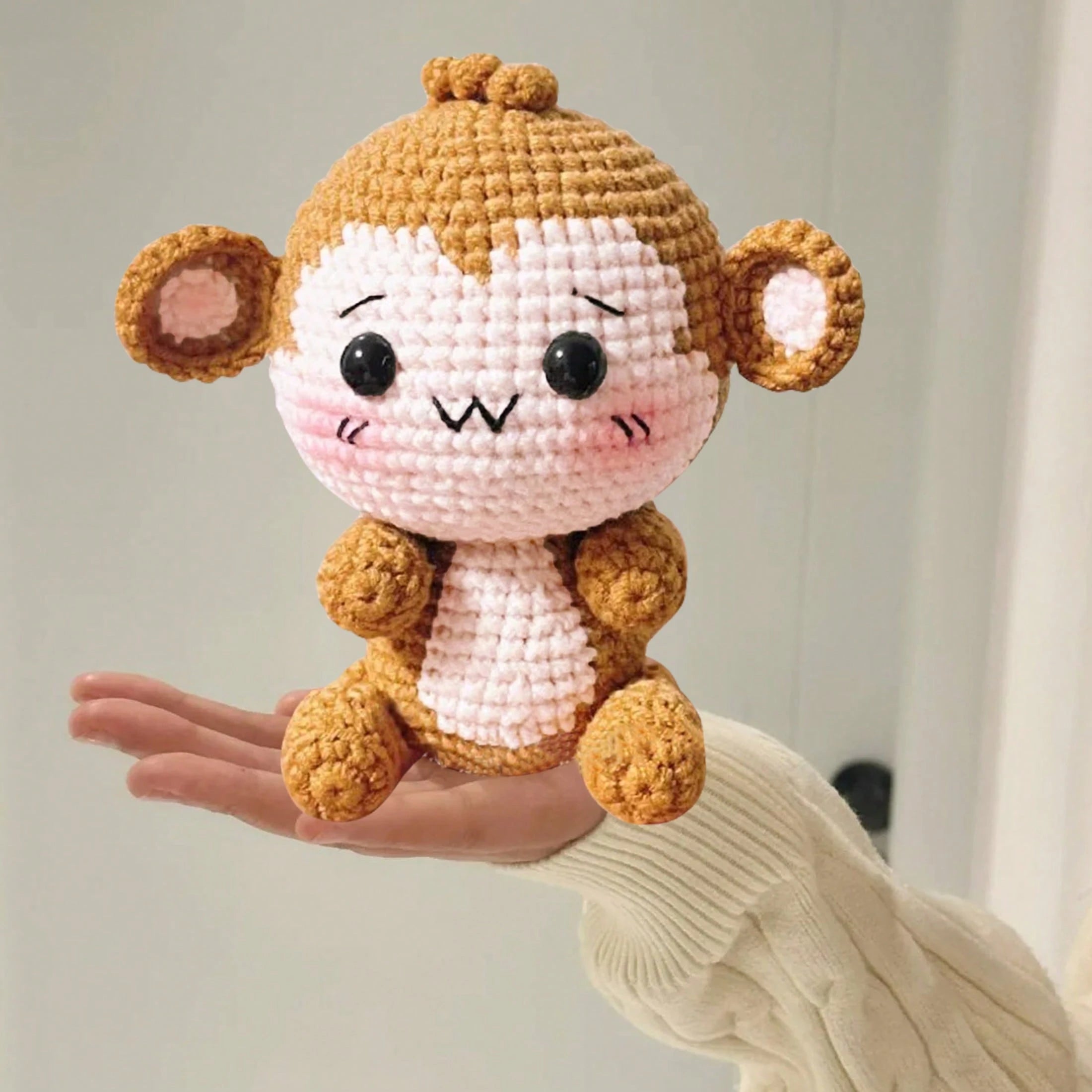 DIY Little Monkey Crochet Kit For Beginners, Amigurumi Stuffed Animals - Gift Animal Crochet Starter Kit All-In-One Complete Crochet Kit Learn To Crochet Sets With Instructions