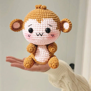 DIY Little Monkey Crochet Kit For Beginners, Amigurumi Stuffed Animals - Gift Animal Crochet Starter Kit All-In-One Complete Crochet Kit Learn To Crochet Sets With Instructions