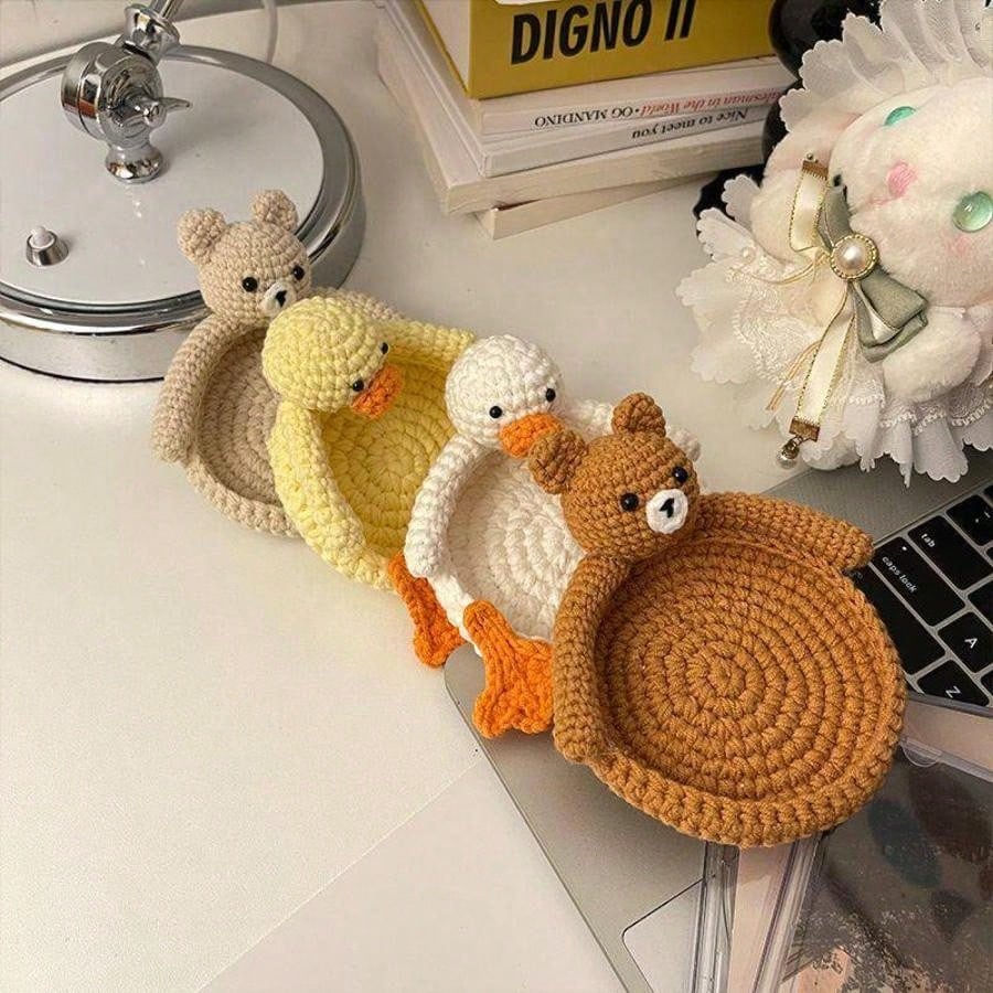 ,Crochet Animal Cup Coaster,Handmade Woven Drink Mat, DIY Desk Decor, Housewarming Cup Gift & ,Graduation Gift
