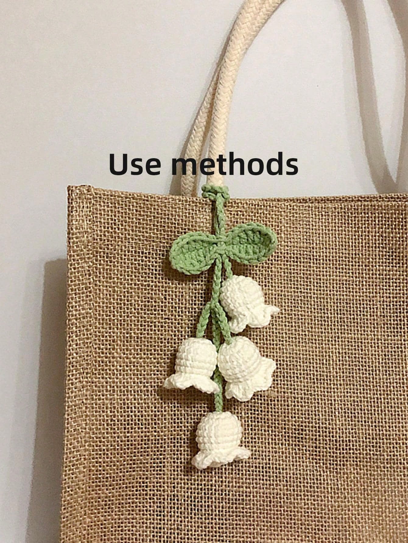 1 Pc Handmade Woven Lily Of The Valley Flower Decoration Windchime, Bag Charm, Key Chain, Car Hanging Ornament Car Accessories School Cute Goth Y2k