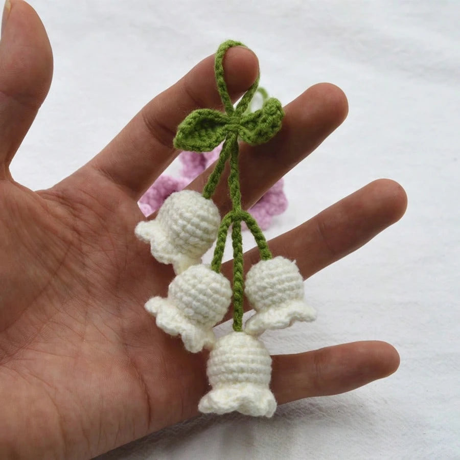 1 Pc Handmade Woven Lily Of The Valley Flower Decoration Windchime, Bag Charm, Key Chain, Car Hanging Ornament Car Accessories School Cute Goth Y2k