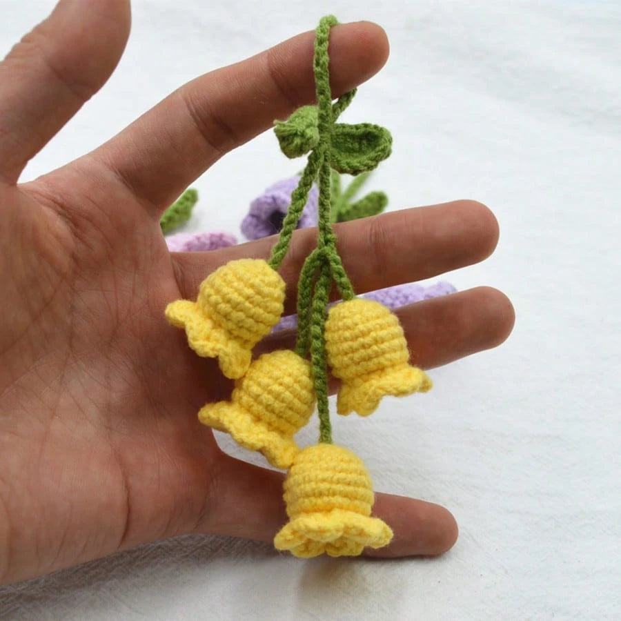 1 Pc Handmade Woven Lily Of The Valley Flower Decoration Windchime, Bag Charm, Key Chain, Car Hanging Ornament Car Accessories School Cute Goth Y2k