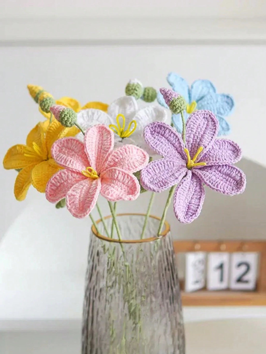 Crochet Flower Bouquet,Handmade Oleander Flower Bouquet For Home Decoration Arrangement Tabletop Gift, Arrangement Valentine's Day Mother's Day Girlfriend Gift, Pink Wedding Bouquet, Handmade Flower Gift For Students Back To School Supplies