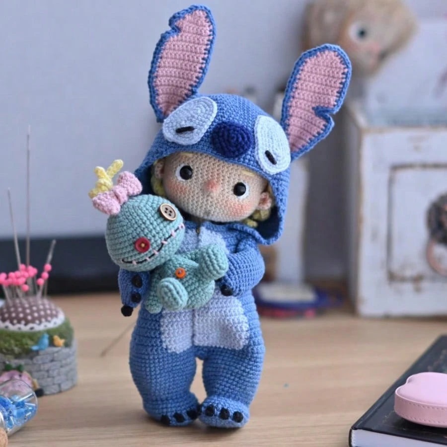 1 Set Crochet Kit For Cute Boy Stitch Doll, Beginner Crochet Craft Kit With Aminal Yarn Craft Set, Includes Detailed Instructions And Video Tutorials, Ideal For Adult Crochet Starter Pack