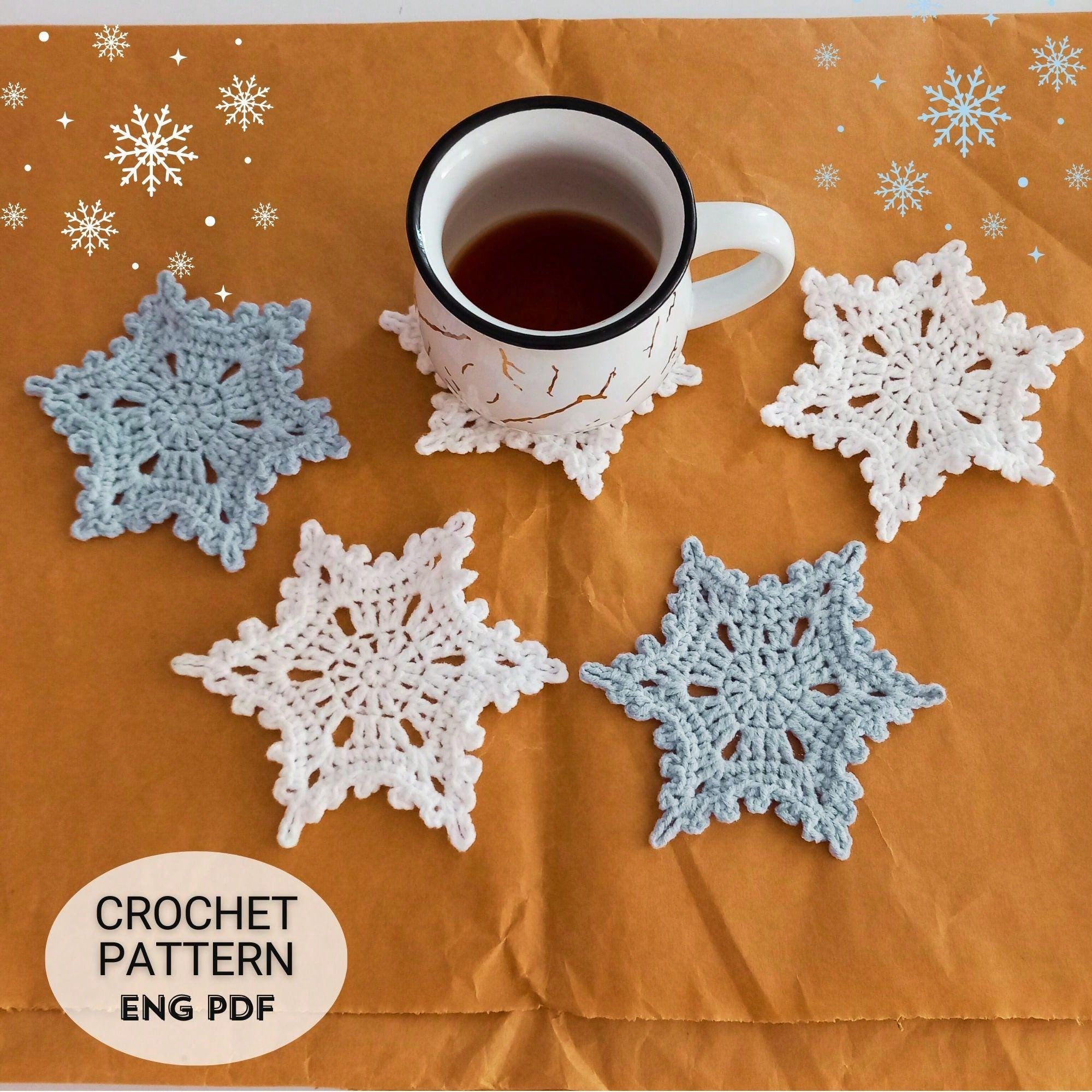 Crochet Snowflake Decor/Drink/Coffee/Water Coasters | Festive Decor | Handmade Gift Idea | DIY Crochet Halloween/Christmas Coasters Gift