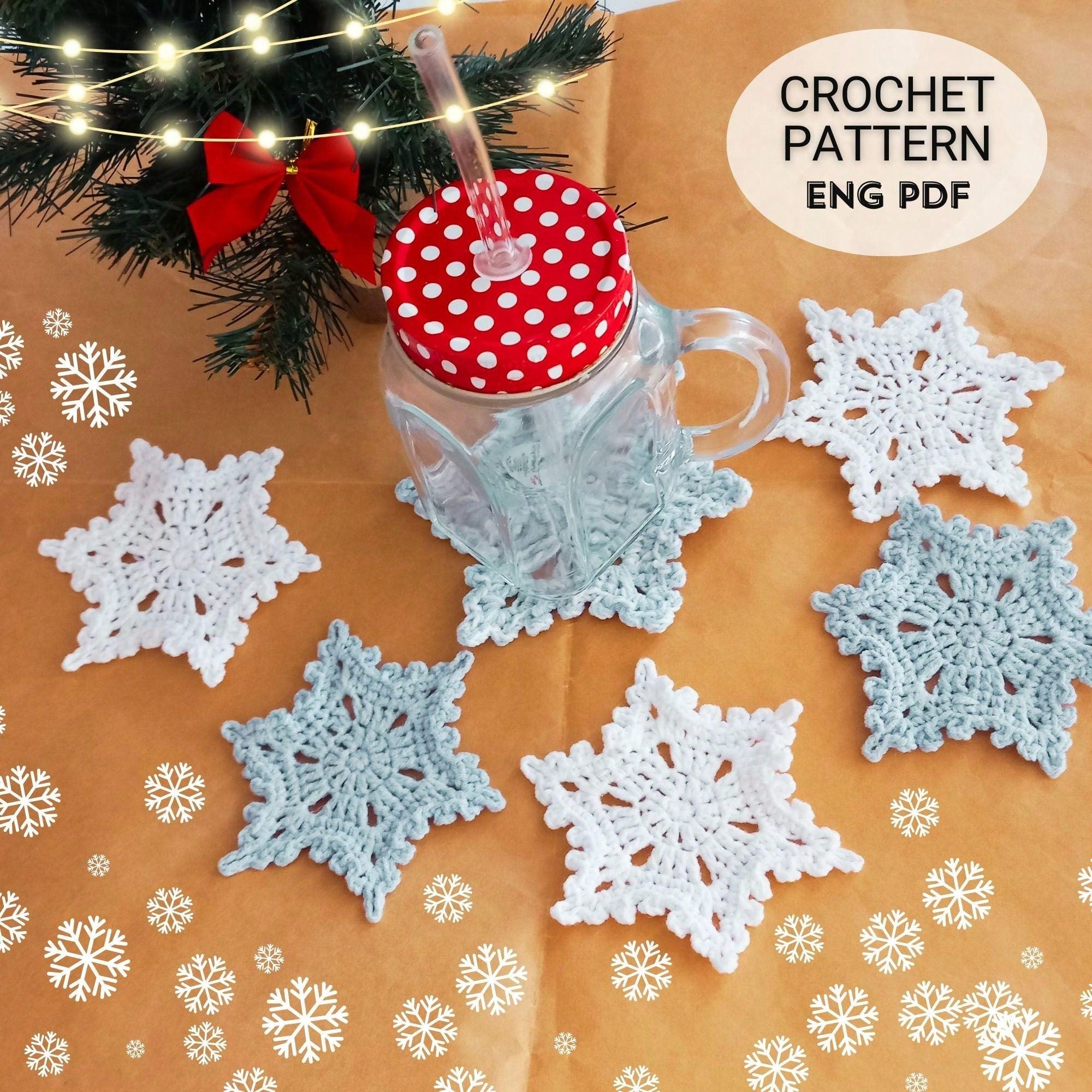 Crochet Snowflake Decor/Drink/Coffee/Water Coasters | Festive Decor | Handmade Gift Idea | DIY Crochet Halloween/Christmas Coasters Gift