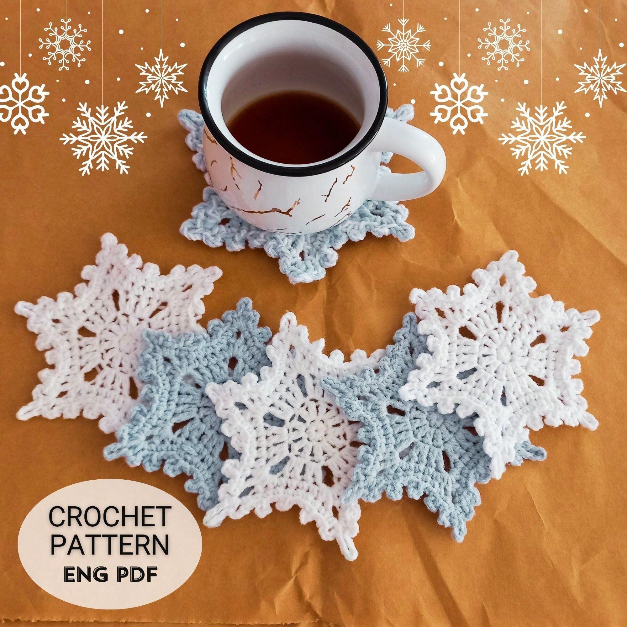 Crochet Snowflake Decor/Drink/Coffee/Water Coasters | Festive Decor | Handmade Gift Idea | DIY Crochet Halloween/Christmas Coasters Gift