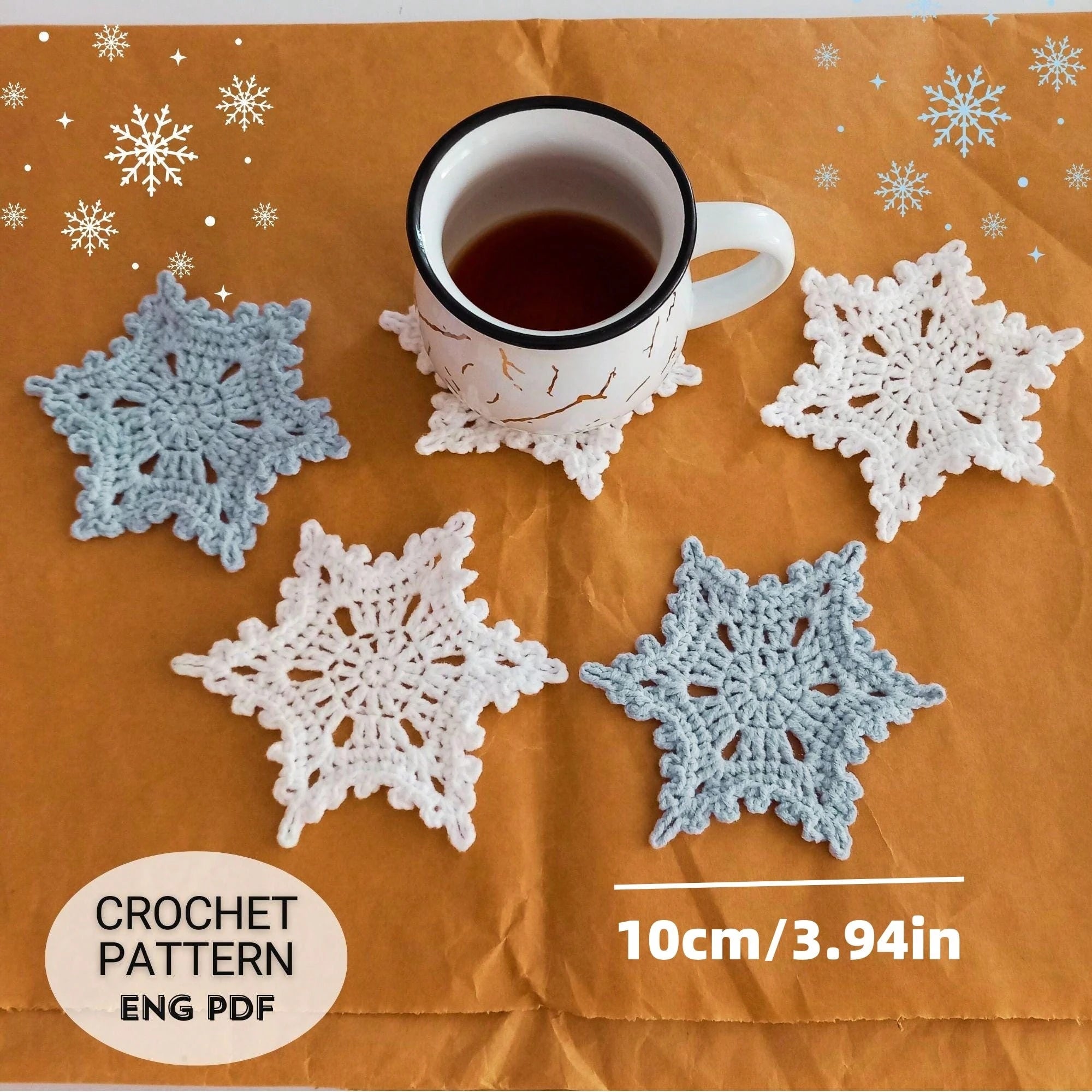 Crochet Snowflake Decor/Drink/Coffee/Water Coasters | Festive Decor | Handmade Gift Idea | DIY Crochet Halloween/Christmas Coasters Gift