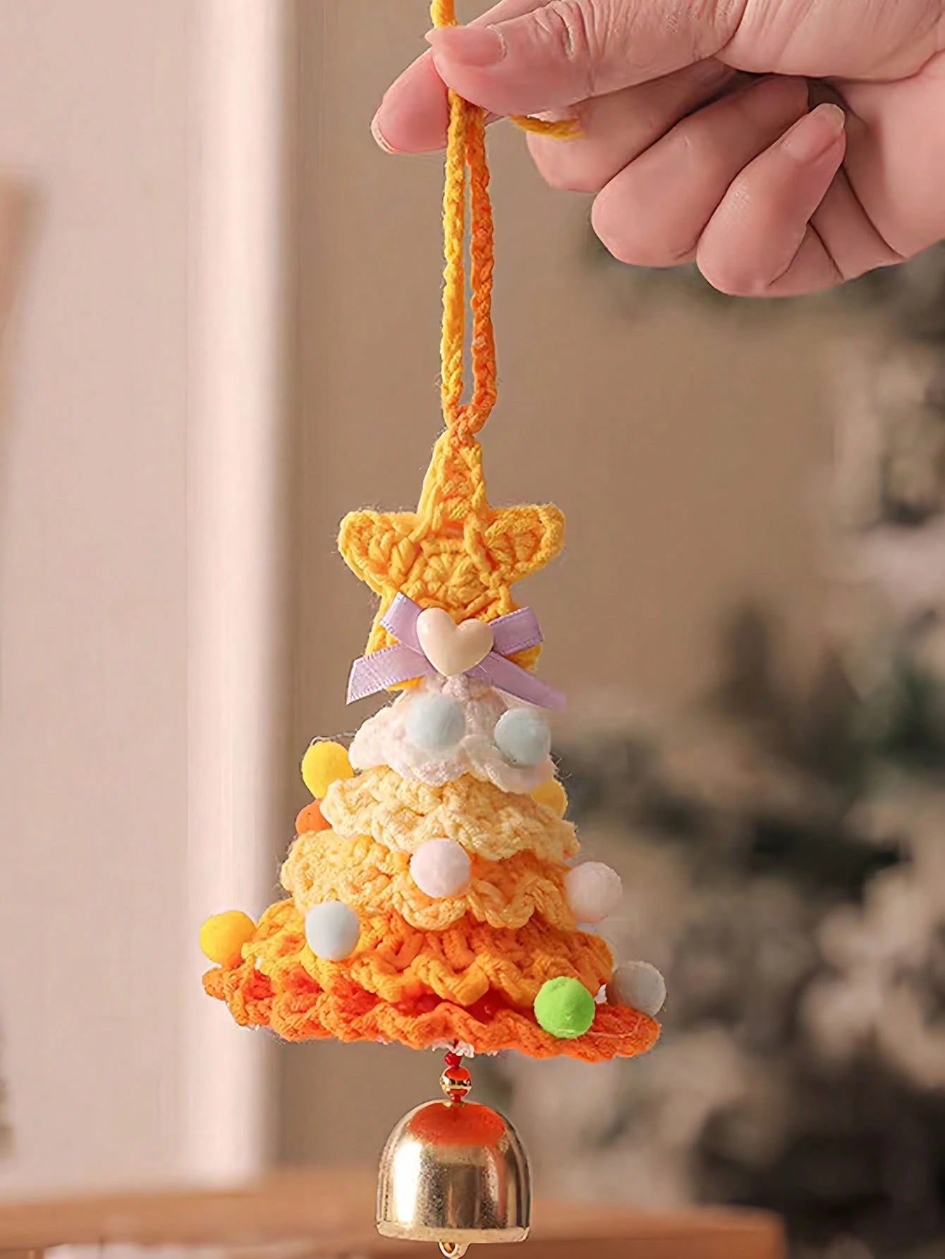 Handmade Crochet Christmas Tree Car Hanging Ornament Bag Charm DIY Creative Decoration Gift (Finished Product) Car Accessories For Women Keychain For Bag