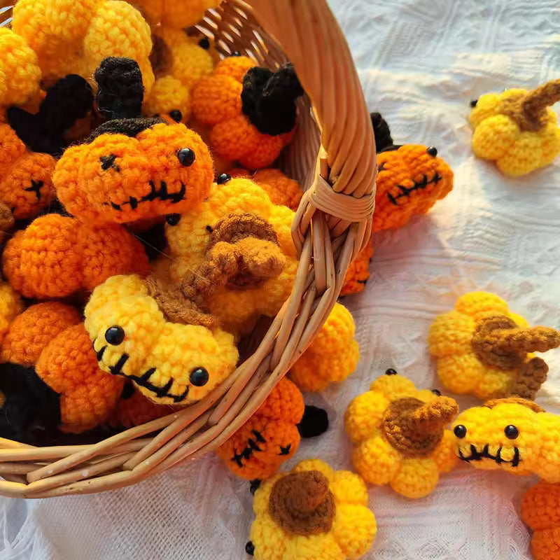 2PCS Crochet Pumpkin Bag – Handmade Halloween Decoration, Party Basket & Monster-Inspired Gift