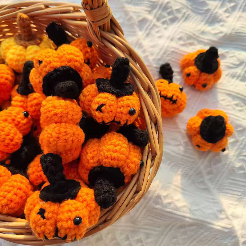 2PCS Crochet Pumpkin Bag – Handmade Halloween Decoration, Party Basket & Monster-Inspired Gift