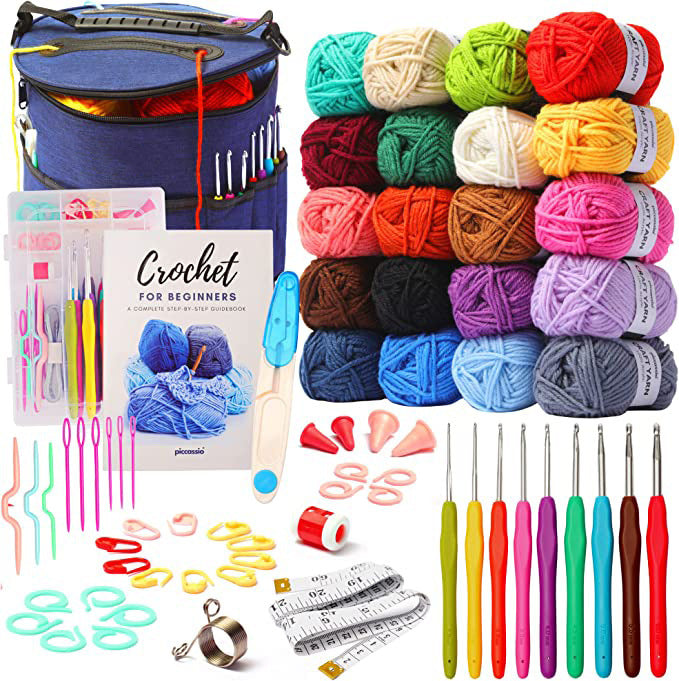 Hot Selling 68-piece Crochet Set TPR Soft Handle Aluminum Crochet Hook Storage Bag DIY Needle Crochet Tool Kit for Beginners