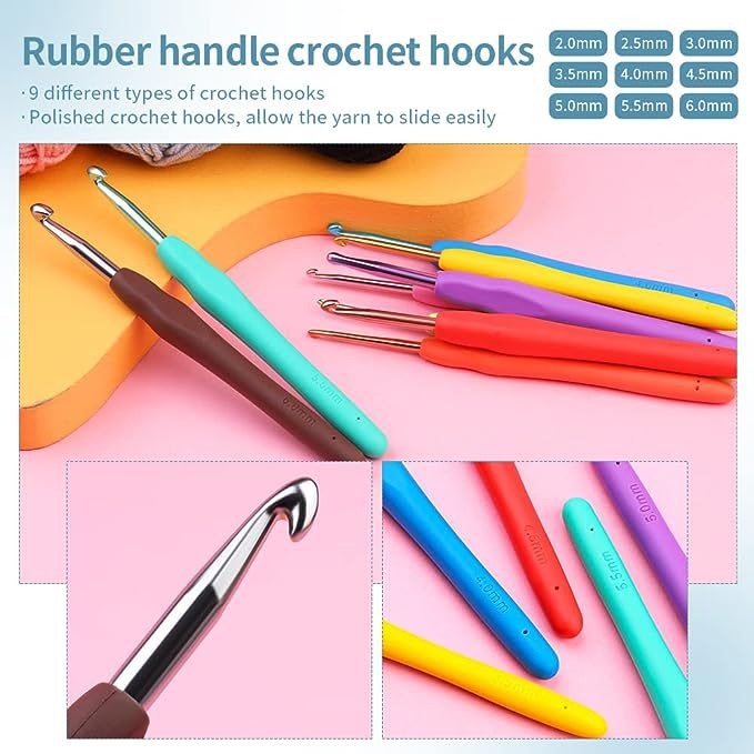 130PCS Crochet Kit Beginners Crochet Set with Hang Bag Crochet Hook Set with Crochet Book Knitting Crochet Supplies