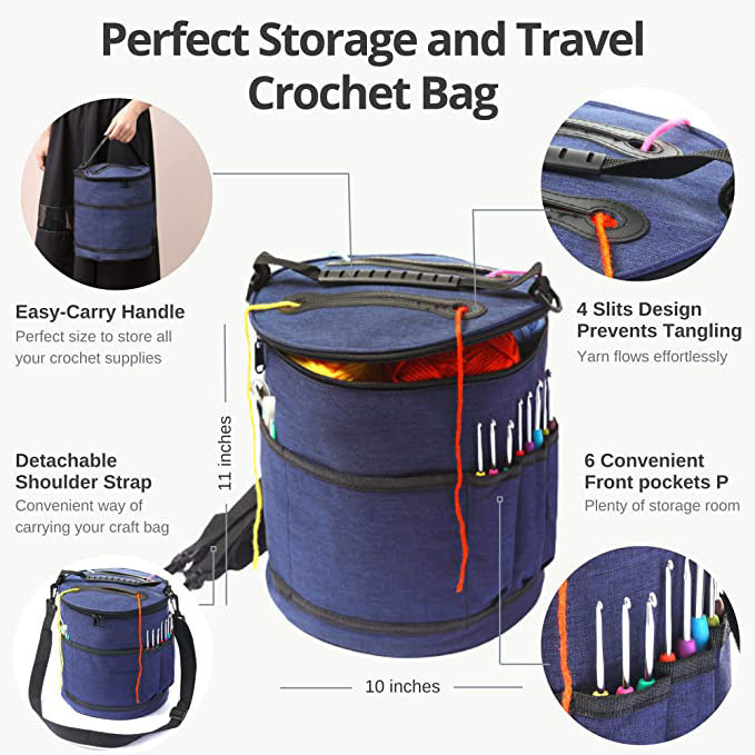 Hot Selling 68-piece Crochet Set TPR Soft Handle Aluminum Crochet Hook Storage Bag DIY Needle Crochet Tool Kit for Beginners