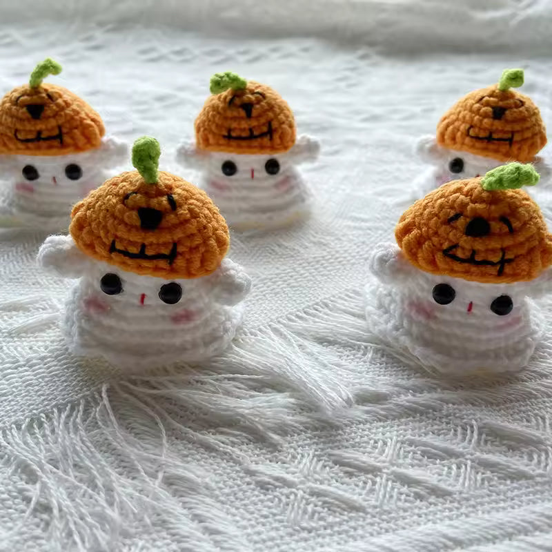 Creative Halloween Crochet Ghost Pendant – Handwoven Keychain & Bag Accessory (5 Styles)
