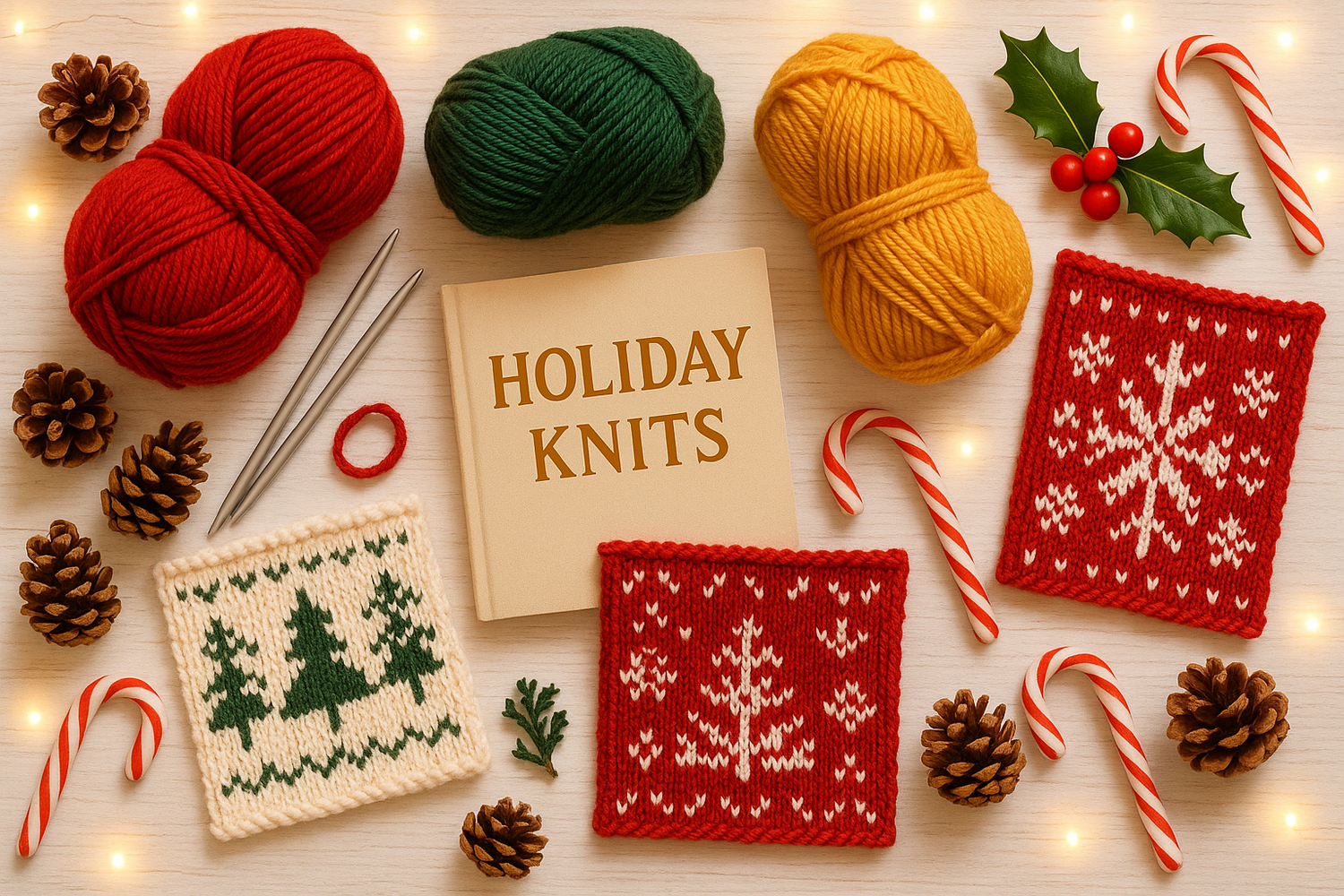 Christmas themed knitting supplies