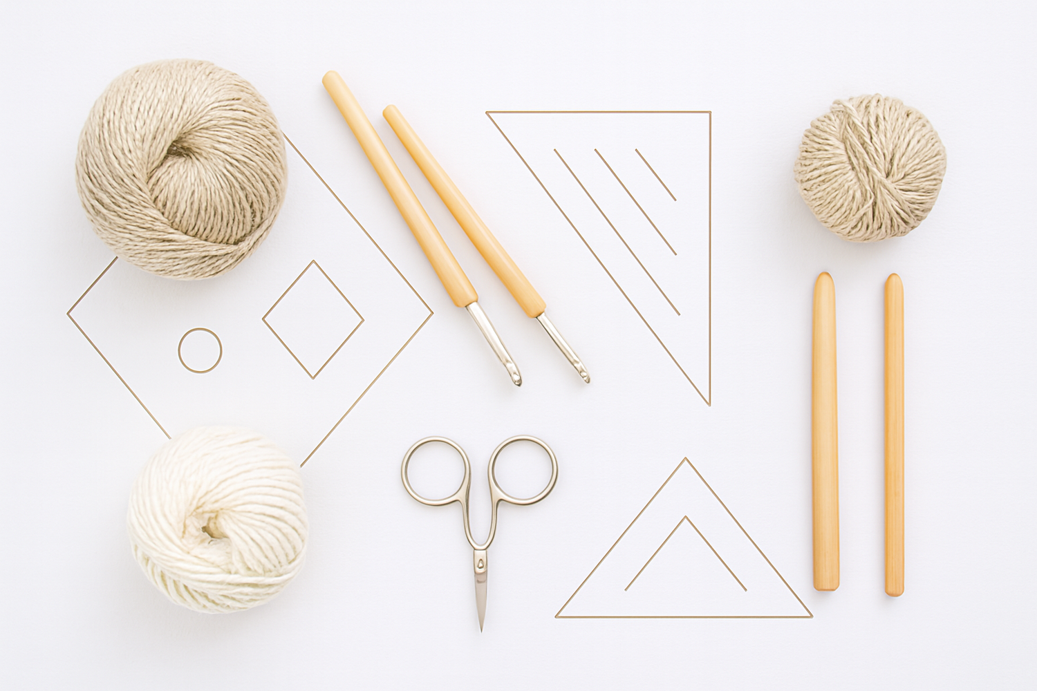 Clean crochet supplies layout