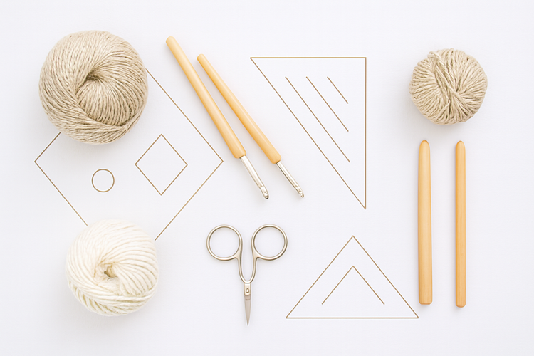 Clean crochet supplies layout