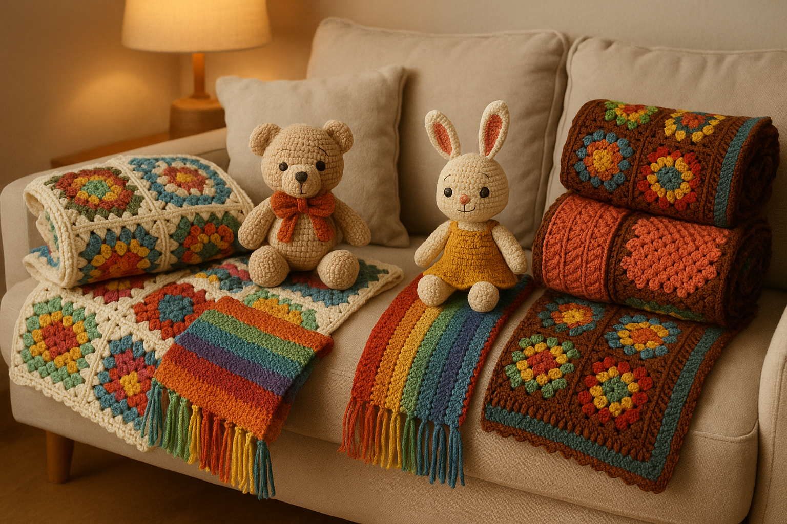 Collection of finished crochet items